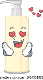 A passionate hair mask cartoon mascot concept has a falling in love eyes. Vector illustration