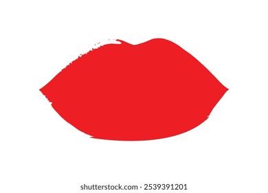 Passionate Lips with Shiny Make Up Isolated on White Background. Vector Illustration