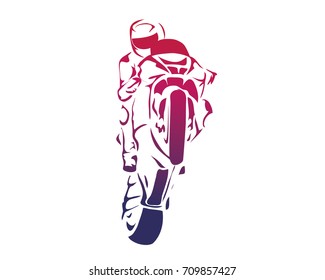 Passionate Motorcycle Racer In Action Logo - Passionate Wheelie
