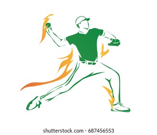 Passionate Professional Baseball Sports Athlete In Action Logo 