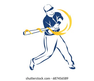 Passionate Professional Baseball Sports Athlete In Action Logo 