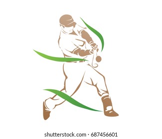 Passionate Professional Baseball Sports Athlete In Action Logo 