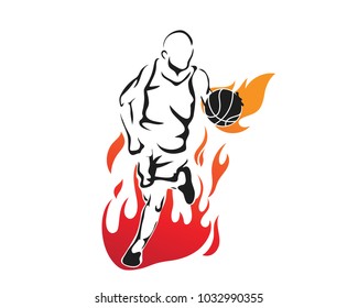 Passionate Professional Basketball Athlete in Action