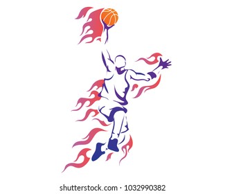 Passionate Professional Basketball Athlete in Action