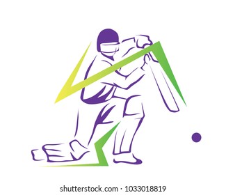 Passionate Professional Cricket Athlete in Action Logo
