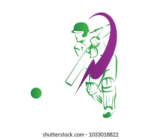 Passionate Professional Cricket Athlete in Action Logo