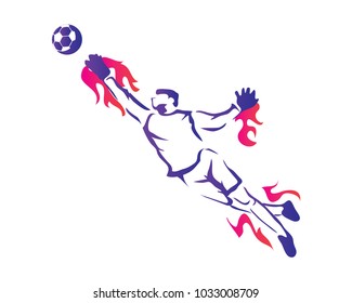 Passionate Professional Soccer Goalkeeper Athlete in Action Logo