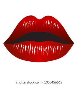 Passionate Red Lips Isolated on White Background. Realistic Vector Illustration