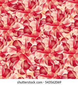 Passionate seamless pattern with red abstract geometrical shapes.