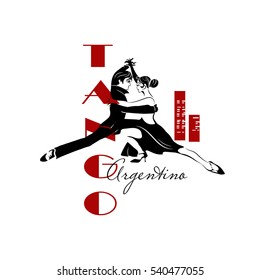 Passionate sensual couple dancing tango. Argentine Tango - isolated image