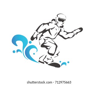 Passionate Snow Boarder Sports Athlete In Action