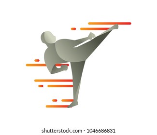 Passionate Taekwondo Professional Athlete In Action Logo In White Isolated Background