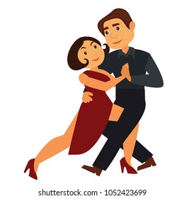 Passionate tango dancers in traditional outfits hold pose