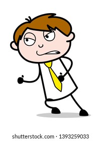Passionate to Win - Office Salesman Employee Cartoon Vector Illustration﻿