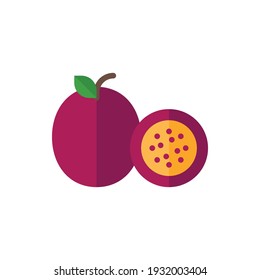 Passionfruit Flat Icon Logo Illustration Vector Isolated. Fruit and Healthy Food Icon-Set. Suitable for Web Design, Logo, App, and Upscale Your Business.