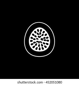 Passionfruit Flat Icon On Black Background