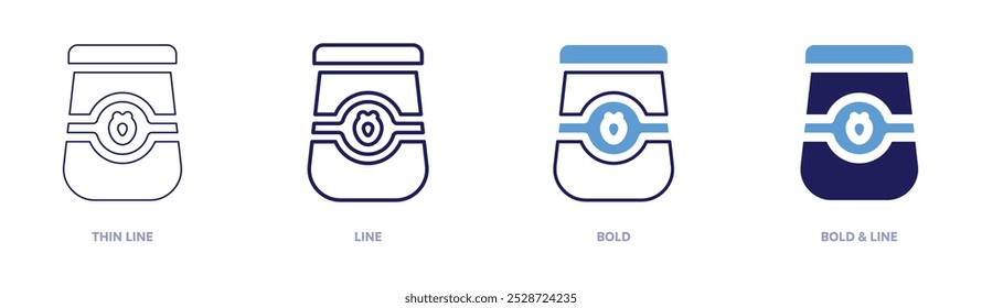 Passionfruit jam icon in 4 different styles. Thin Line, Line, Bold, and Bold Line. Duotone style. Editable stroke.