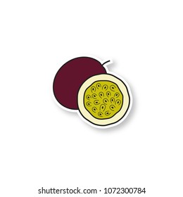 Passionfruit patch. Color sticker. Vector isolated illustration
