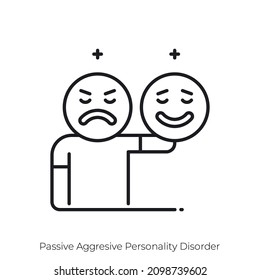 Passive Aggresive Personality Disorder icon. Outline style icon design isolated on white background