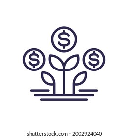 Passive income, growing money line icon