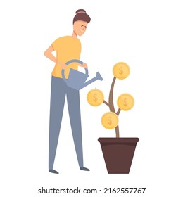 Passive income icon cartoon vector. Business money. Computer work