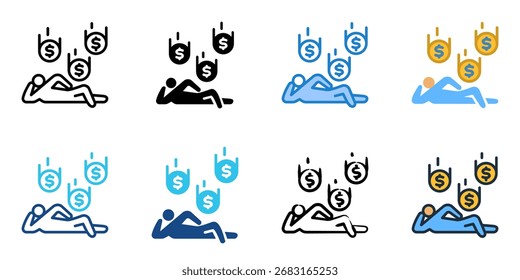 Conjunto de iconos de ingresos pasivos colección de estilo múltiple 
