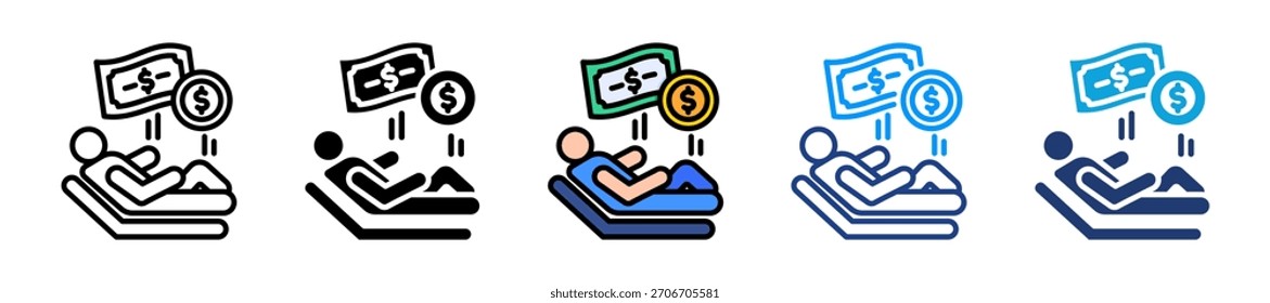 Conjunto de iconos de ingresos pasivos Ilustración vectorial de Colección de estilo múltiple