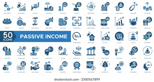 Passive Income icon. Wealth Stream, Easy Earnings, Cash Flow, Income Oasis and Profit Haven