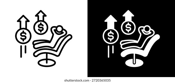 Passives Einkommen Symbol weißschwarz Vektorgrafik