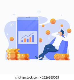 Passive income illustration concept. This design can be used for websites, landing pages, UI, mobile applications, posters, banners