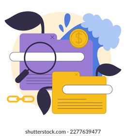 Passive income from the internet. Character making money on online surfing. Easy way to receive profit from remote source. Flat vector illustration