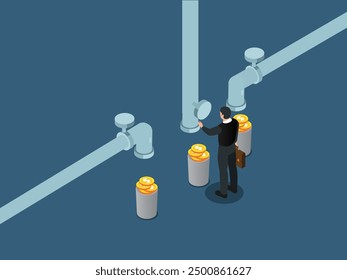 Passive income from invest in multi assets 3d vector illustration concept