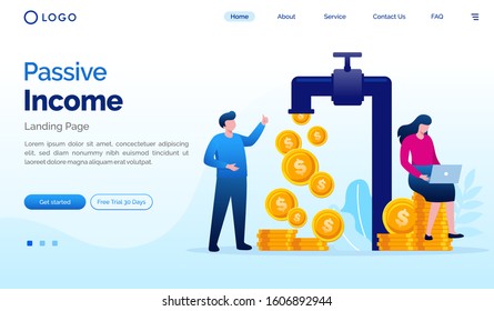 Passive income landing page website illustration flat design vector template 