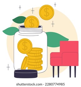 Passive income. Making money on investments, online business or services. Easy way to receive profit from remote source. Flat vector illustration