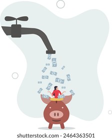 Passive income to reach financial freedom, earning money while you sleep or wealth increase without salary.flat vector illustration.