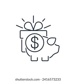 Passive income, savings. Financial privilege. Vector linear icon isolated on white background.