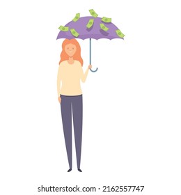 Passive income umbrella icon cartoon vector. Money work. Freedom job