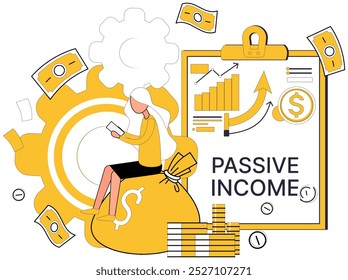 Passive income vector illustration. Investing, silent sculptor, molds statues wealth in gallery passive income Increase is silent whisper propels passive income to new heights financial achievement