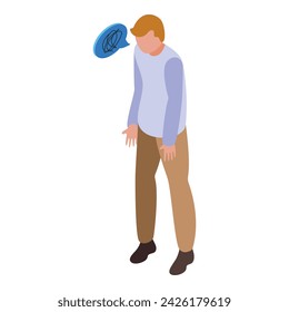 Vector isométrico de icono de hombre pasivo. Enfermedad grasa. Inactividad vital