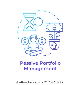 Passive portfolio management blue gradient concept icon. Long term investment. Income generation, money tree. Round shape line illustration. Abstract idea. Graphic design. Easy to use in infographic