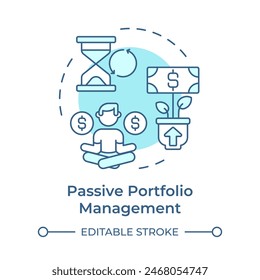 Passive portfolio management soft blue concept icon. Long term investment. Income generation, money tree. Round shape line illustration. Abstract idea. Graphic design. Easy to use in infographic