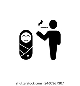 Passives Rauchkonzept Linie Symbol. Einfache Elementdarstellung. Passives Rauchkonzept Umrisssymboldesign.