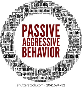 Passive-Aggressive Behavior vector illustration word cloud isolated on a white background.