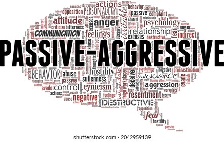 Passive-Aggressive Behavior vector illustration word cloud isolated on a white background.