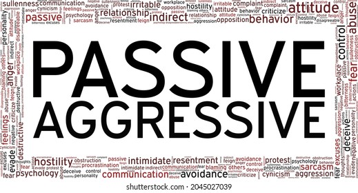 Passive-Aggressive Behavior vector illustration word cloud isolated on a white background.