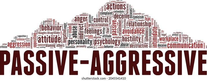 Passive-Aggressive Behavior vector illustration word cloud isolated on a white background.