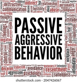 Passive-Aggressive Behavior vector illustration word cloud isolated on a white background.