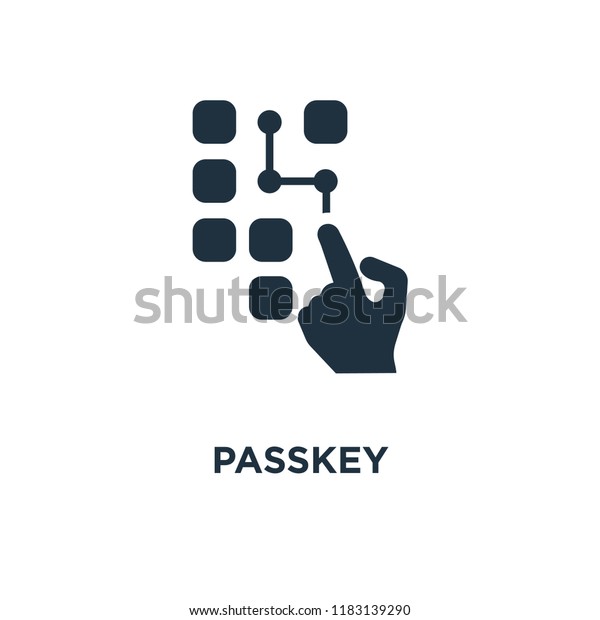 Passkey icon.\
Black filled vector illustration. Passkey symbol on white\
background. Can be used in web and\
mobile.