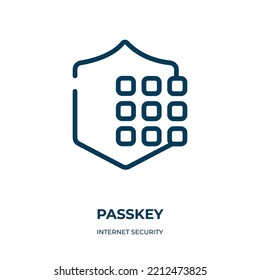 Passkey icon. Linear vector illustration from internet security collection. Outline passkey icon vector. Thin line symbol for use on web and mobile apps, logo, print media.