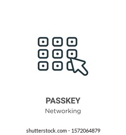 Passkey outline vector icon. Thin line black passkey icon, flat vector simple element illustration from editable internet security concept isolated on white background